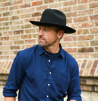 Men's Wool Felt Open Road Fedora Hat Dead End - Classic Black Western Hat