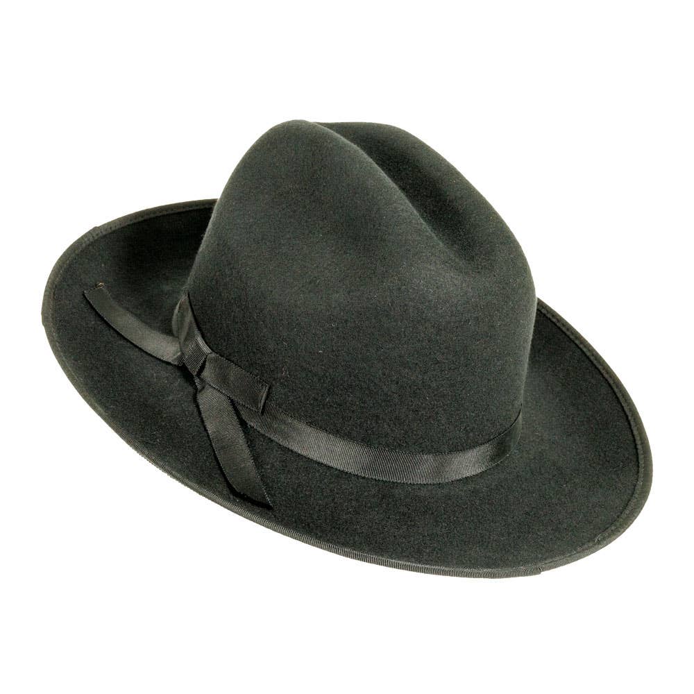 Men's Wool Felt Open Road Fedora Hat Dead End - Classic Black Western Hat