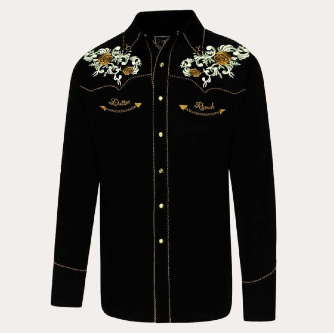 Men's Yellowstone Western Shirt Embroidered Premium Cowboy Shirt
