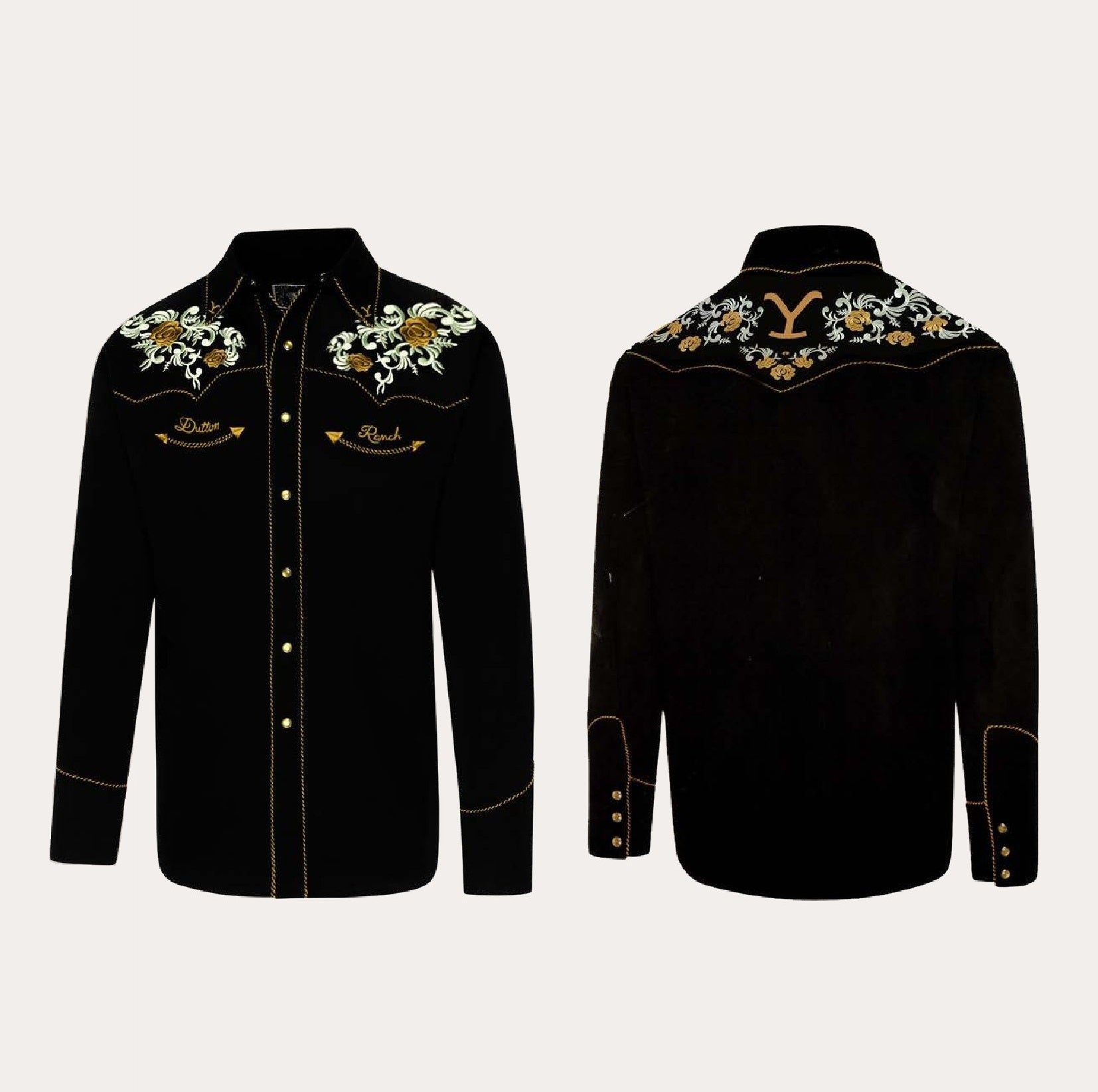 Men's Yellowstone Western Shirt Embroidered Premium Cowboy Shirt