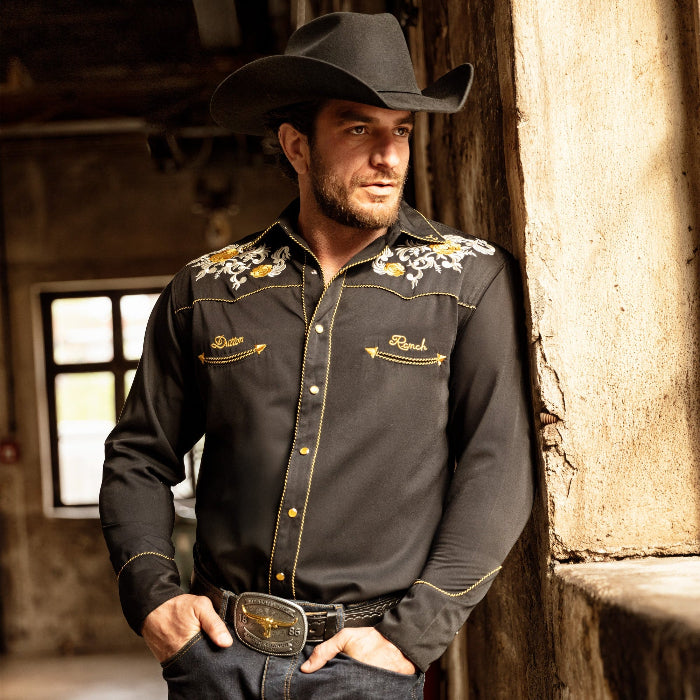 Men's Yellowstone Western Shirt Embroidered Premium Cowboy Shirt