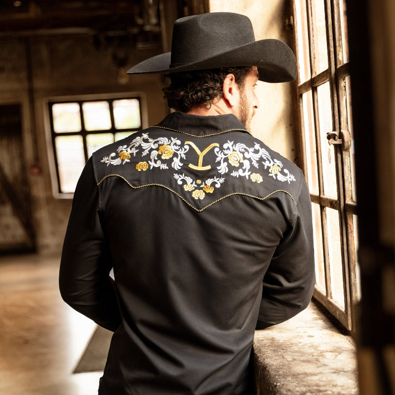 Men's Yellowstone Western Shirt Embroidered Premium Cowboy Shirt