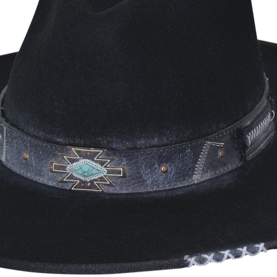 WIDE BRIM FELT HAT MESSED UP