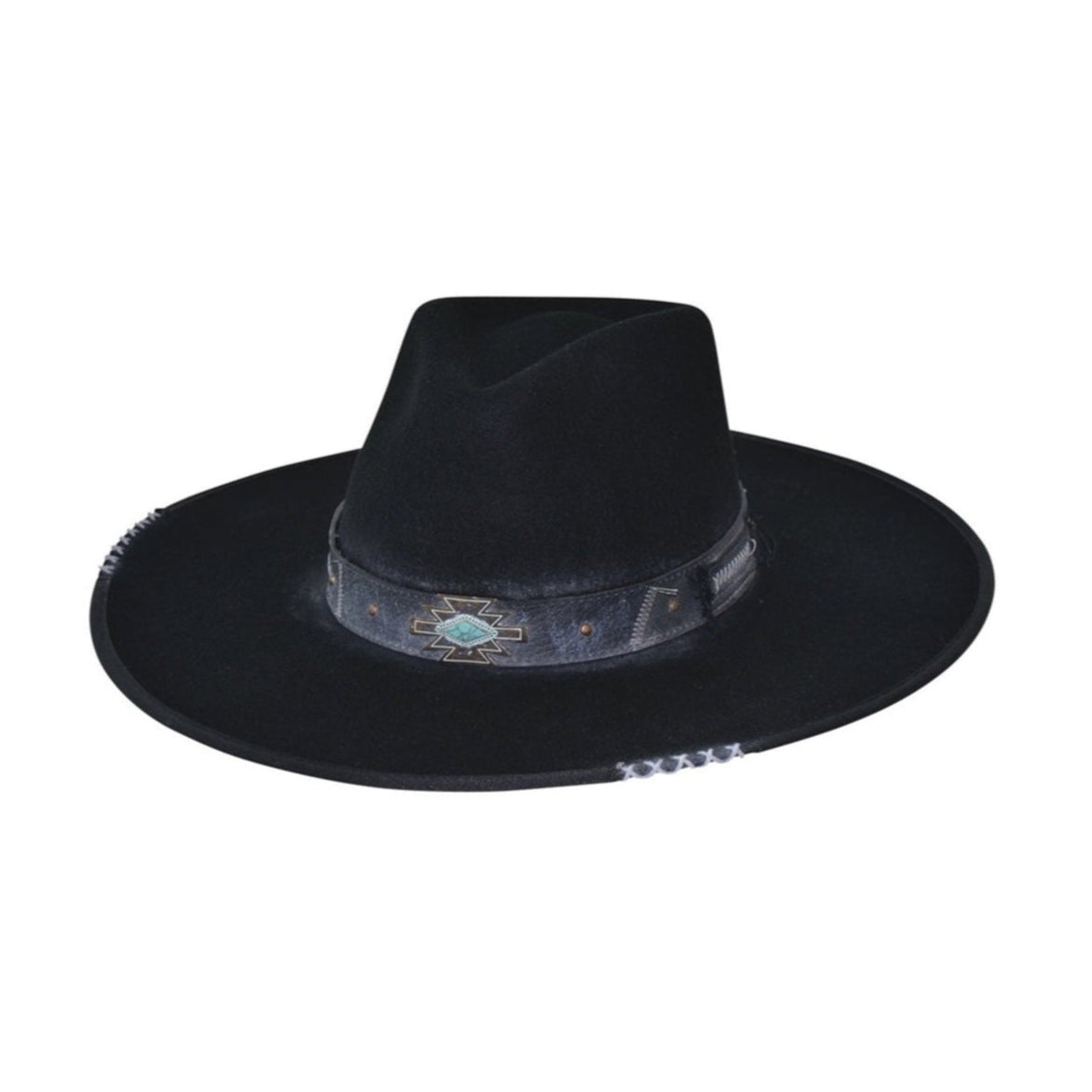 WIDE BRIM FELT HAT MESSED UP