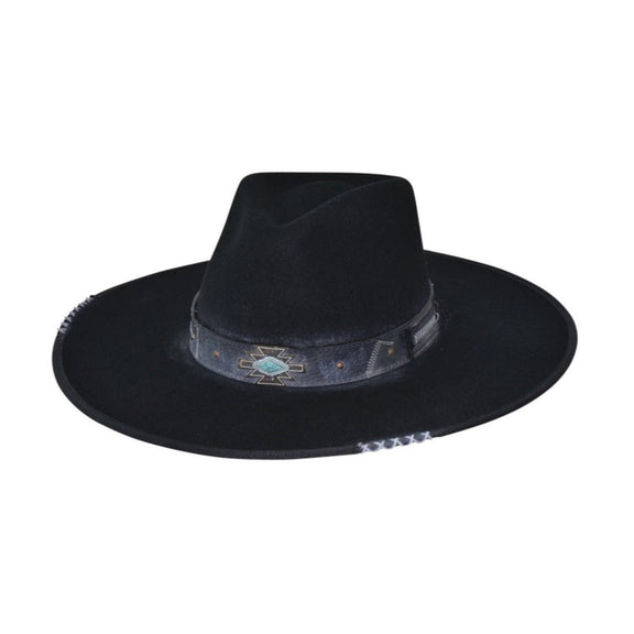 WIDE BRIM FELT HAT MESSED UP