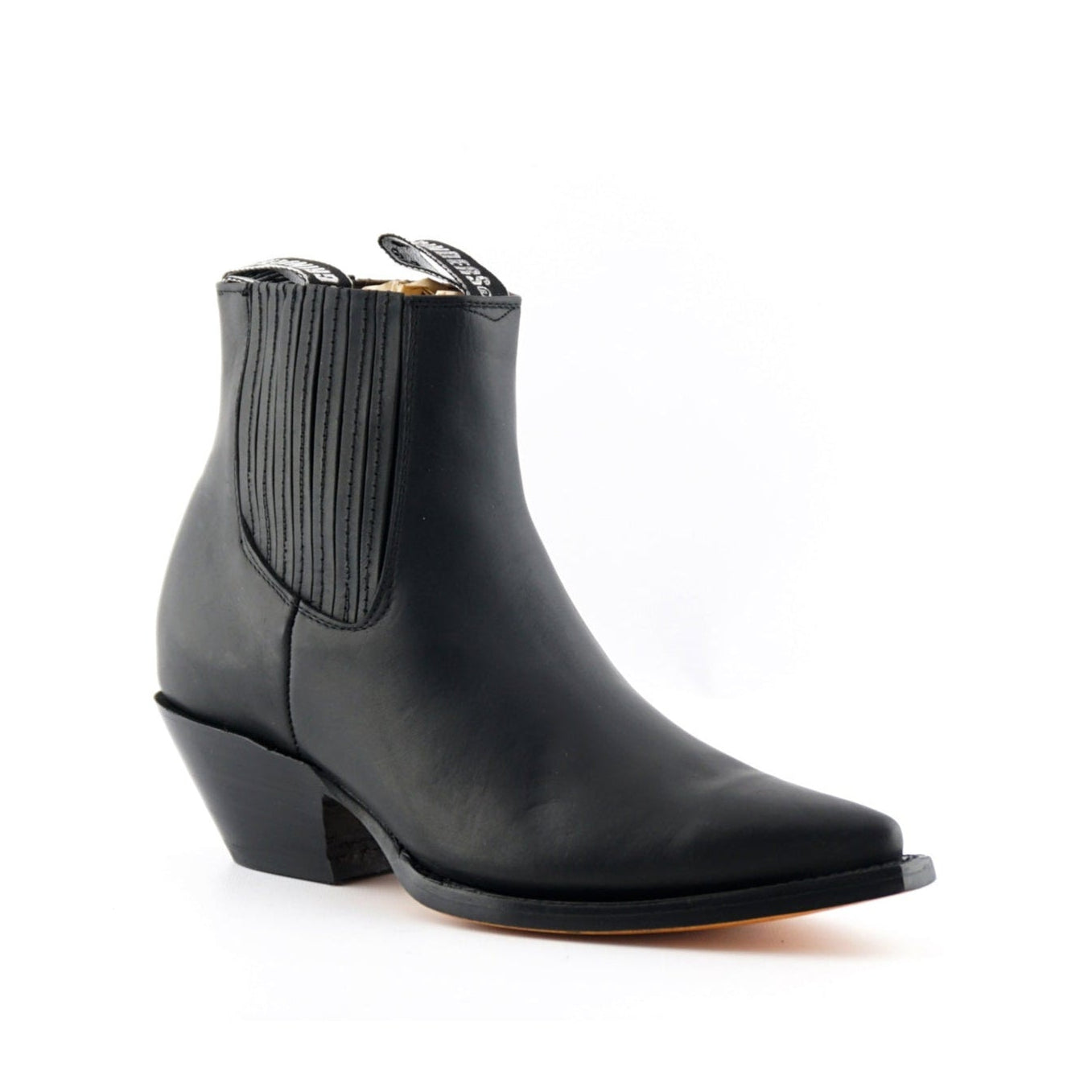 Mustang Black Leather Cowboy Ankle Boots - Mexican Goodyear Welted Chelsea Boots for Men & Women