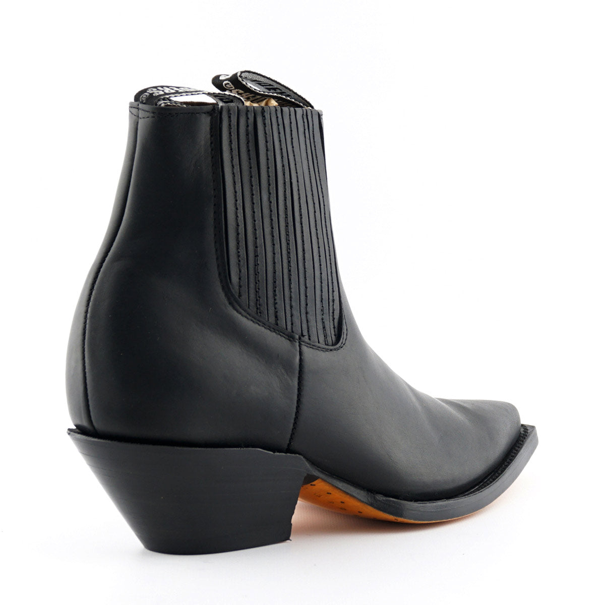 Mustang Black Leather Cowboy Ankle Boots - Mexican Goodyear Welted Chelsea Boots for Men & Women