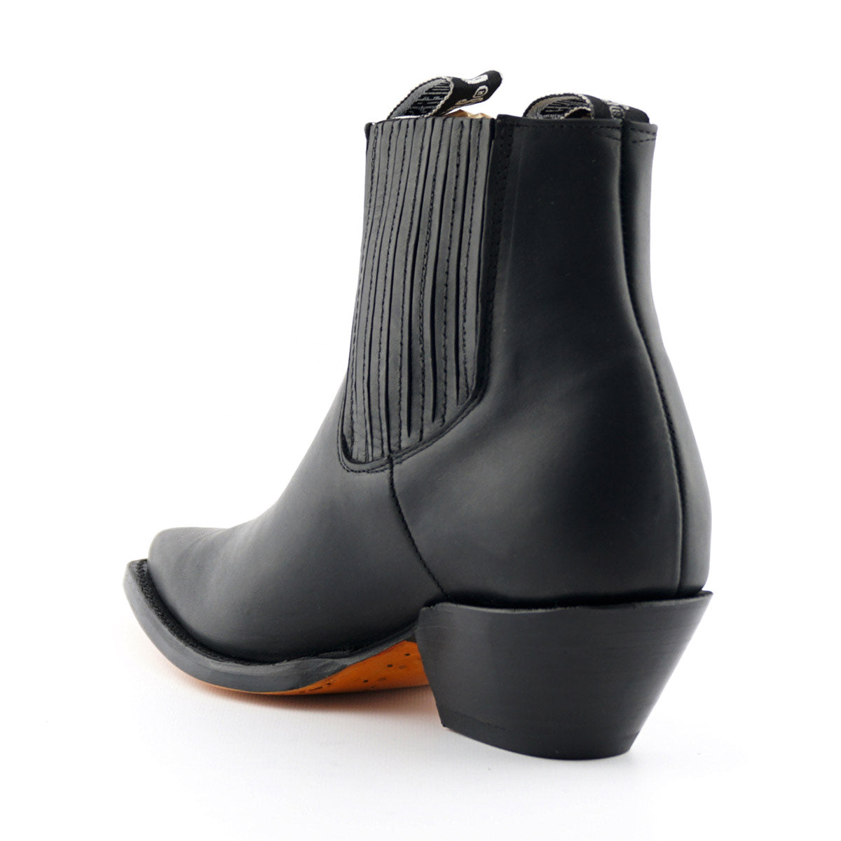 Mustang Black Leather Cowboy Ankle Boots - Mexican Goodyear Welted Chelsea Boots for Men & Women