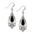 STERLING SILVER EARRINGS ONYX ORNAMENT