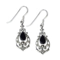 SILVER EARRINGS ONYX ORNAMENT