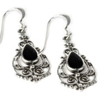 SILVER EARRINGS ONYX ORNAMENT