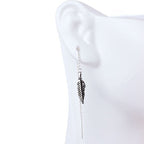 FEATHER WITH CHAIN SILVER EARRINGS