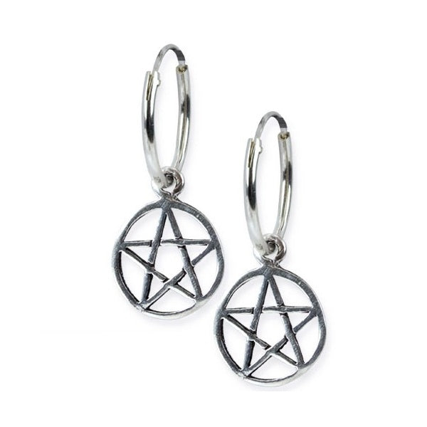 STERLING SILVER PENTAGRAM EARRINGS