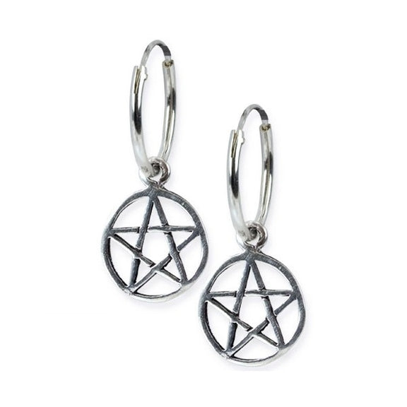 STERLING SILVER PENTAGRAM EARRINGS