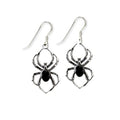 SILVER EARRINGS BLACK SPIDER
