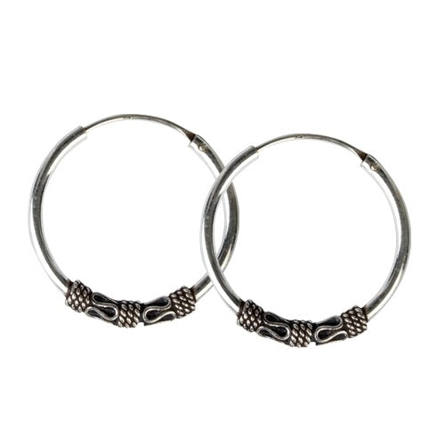 STERLING SILVER EARRINGS BALI CREOLE
