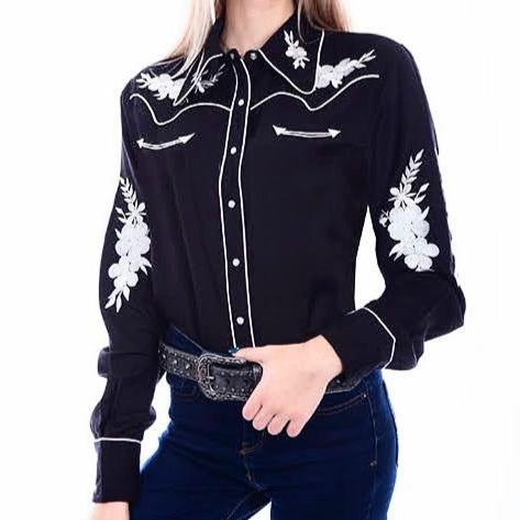 BLACK & WHITE WESTERN BLOUSE