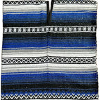 Mexican Blanket Poncho Blue — Acrylic cotton blend