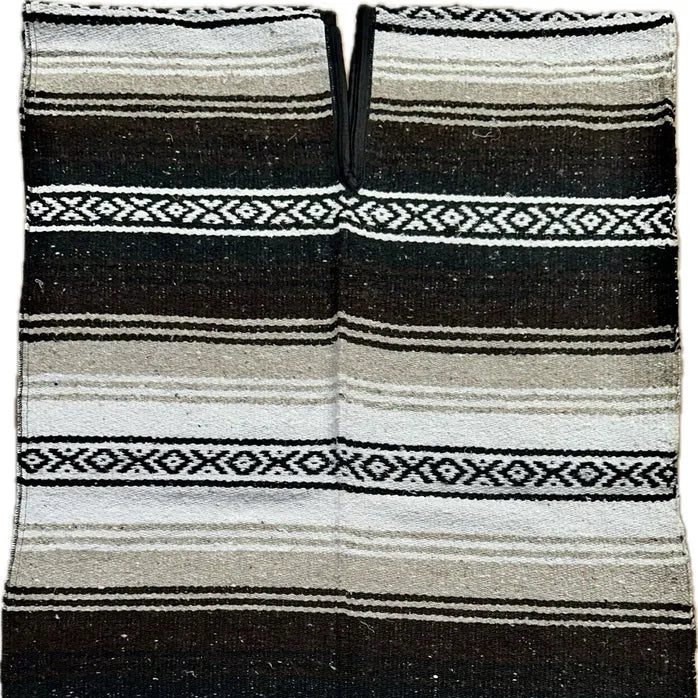 Mexican Blanket Poncho Dark Brown — Acrylic cotton blend