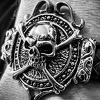 Bracelet Skull with woven leather