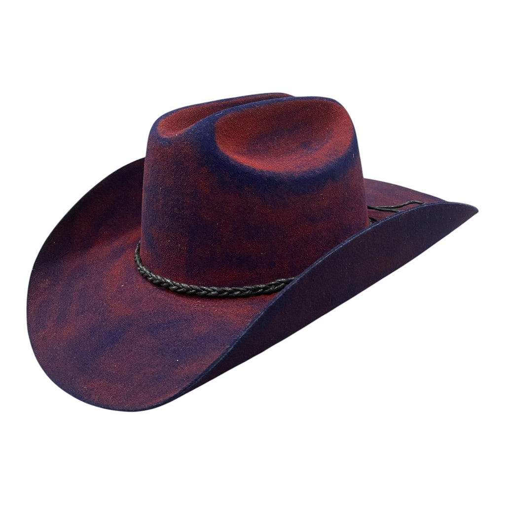 Wool Felt Distressed Hat Skylar - Cattleman Western Hat with Feather