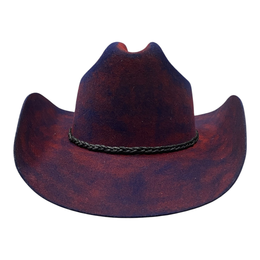 Wool Felt Distressed Hat Skylar - Cattleman Western Hat with Feather
