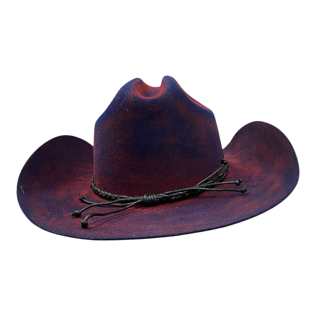 Wool Felt Distressed Hat Skylar - Cattleman Western Hat with Feather