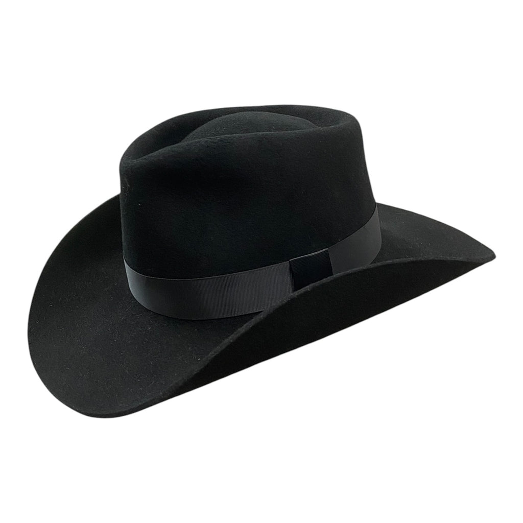 Hatson First Hand Western Cowboy Hat - Fedora-Style Stiff Wool Felt Black