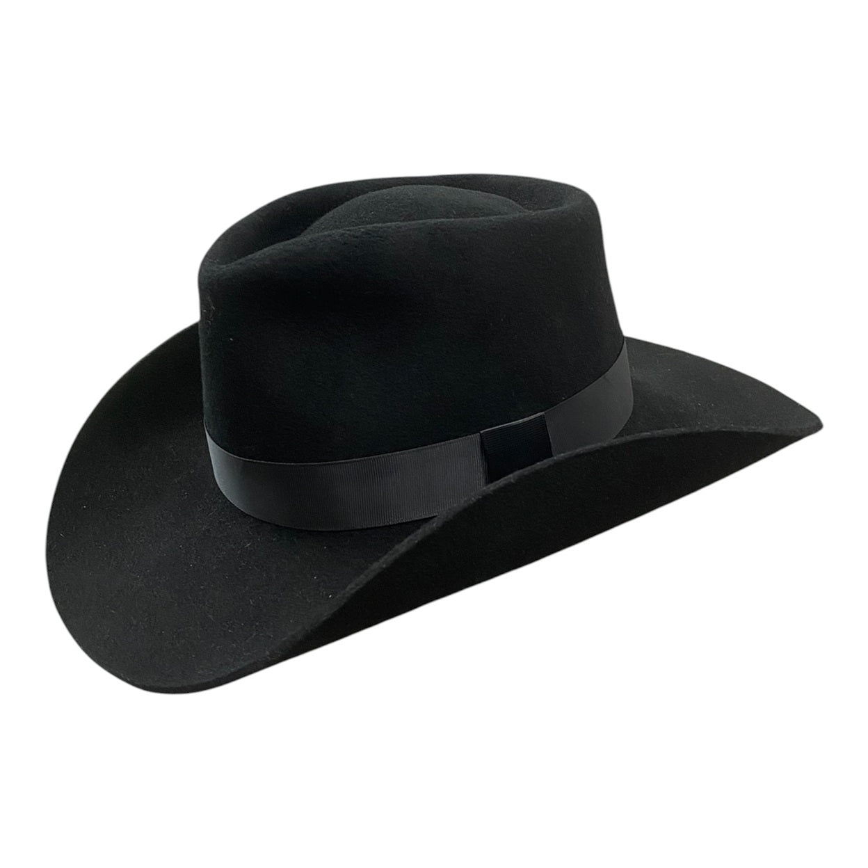 Hatson First Hand Western Cowboy Hat - Fedora-Style Stiff Wool Felt Black