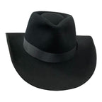 Hatson First Hand Western Cowboy Hat - Fedora-Style Stiff Wool Felt Black