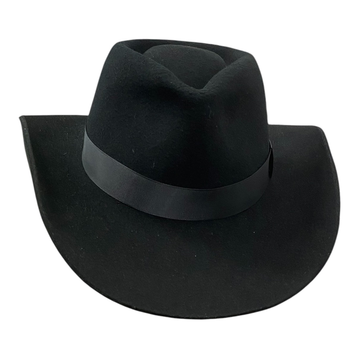 Hatson First Hand Western Cowboy Hat - Fedora-Style Stiff Wool Felt Black