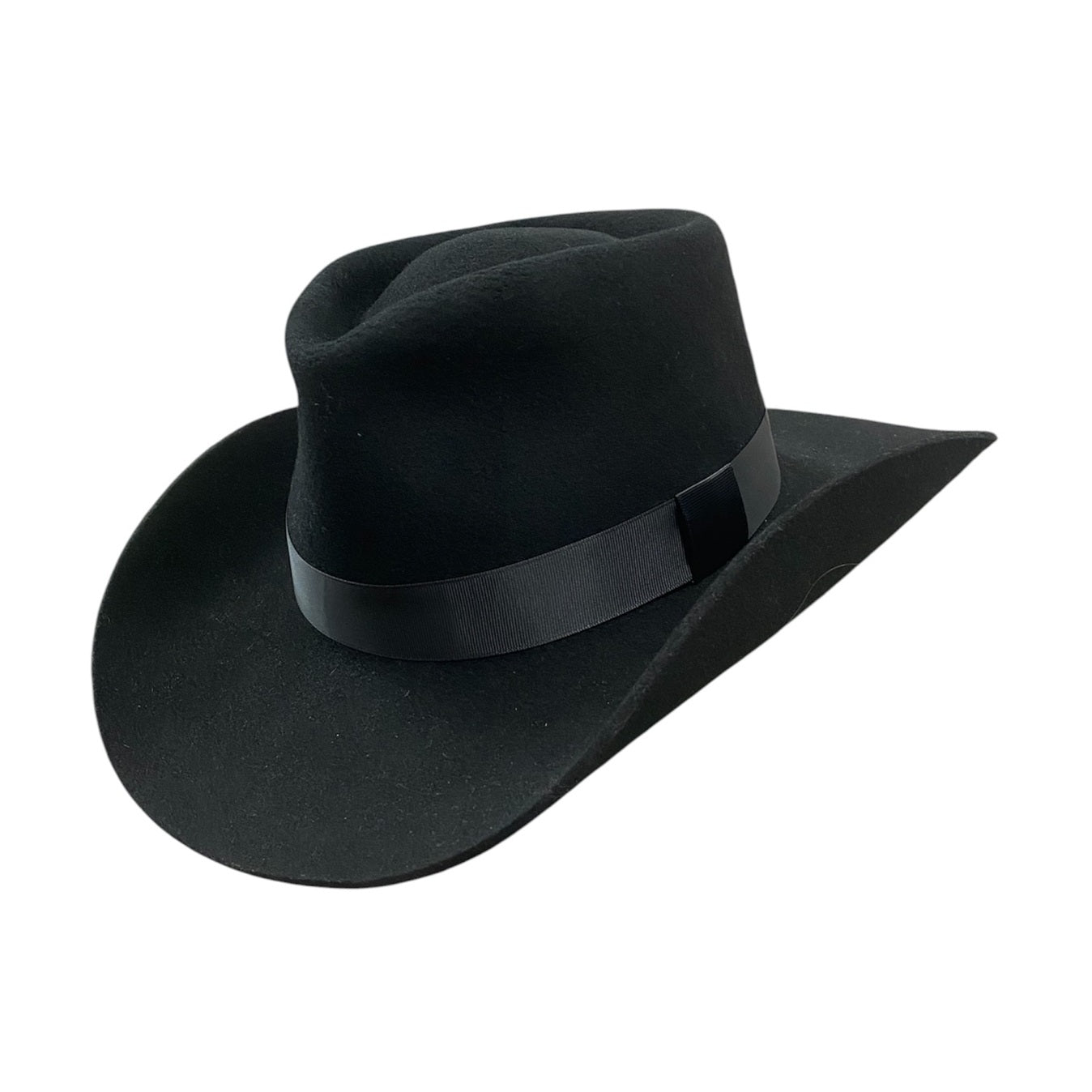 Hatson First Hand Western Cowboy Hat - Fedora-Style Stiff Wool Felt Black