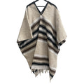 Mexican Diamond Design Poncho Beige - Traditional Diamond Pattern
