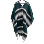Mexican Diamond Design Poncho Green - Traditional Diamond Pattern