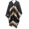Mexican Diamond Design Poncho Black - Traditional Diamond Pattern