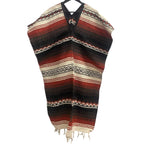 Mexican Blanket Poncho Rust - Acrylic Cotton Blend