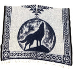 Howling Wolf Poncho - Hand-Woven Steel Blue Brushed Lining