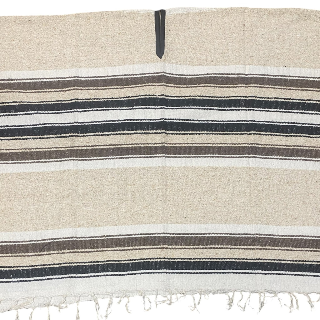 Mexican Diamond Design Poncho Beige - Traditional Diamond Pattern