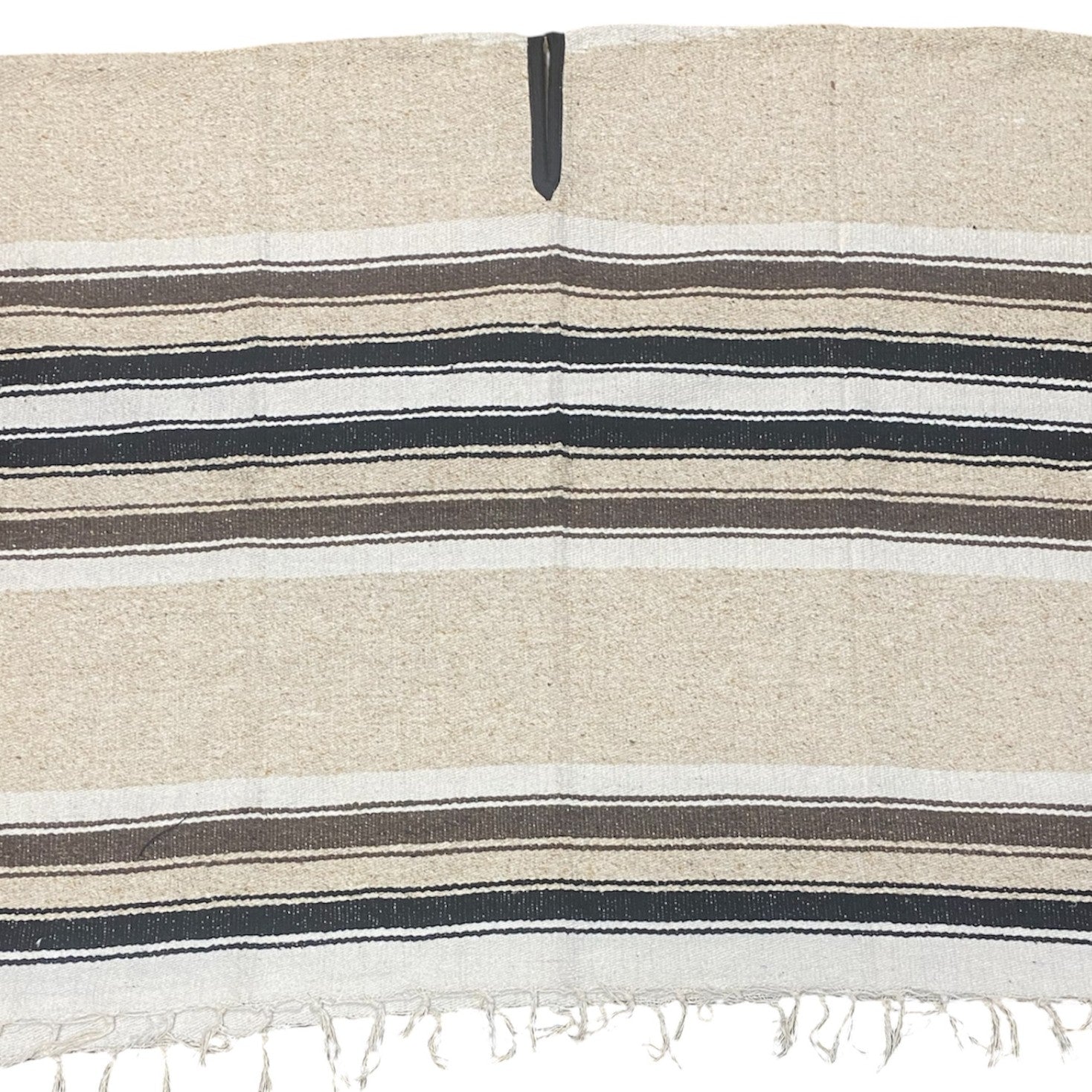 Mexican Diamond Design Poncho Beige - Traditional Diamond Pattern