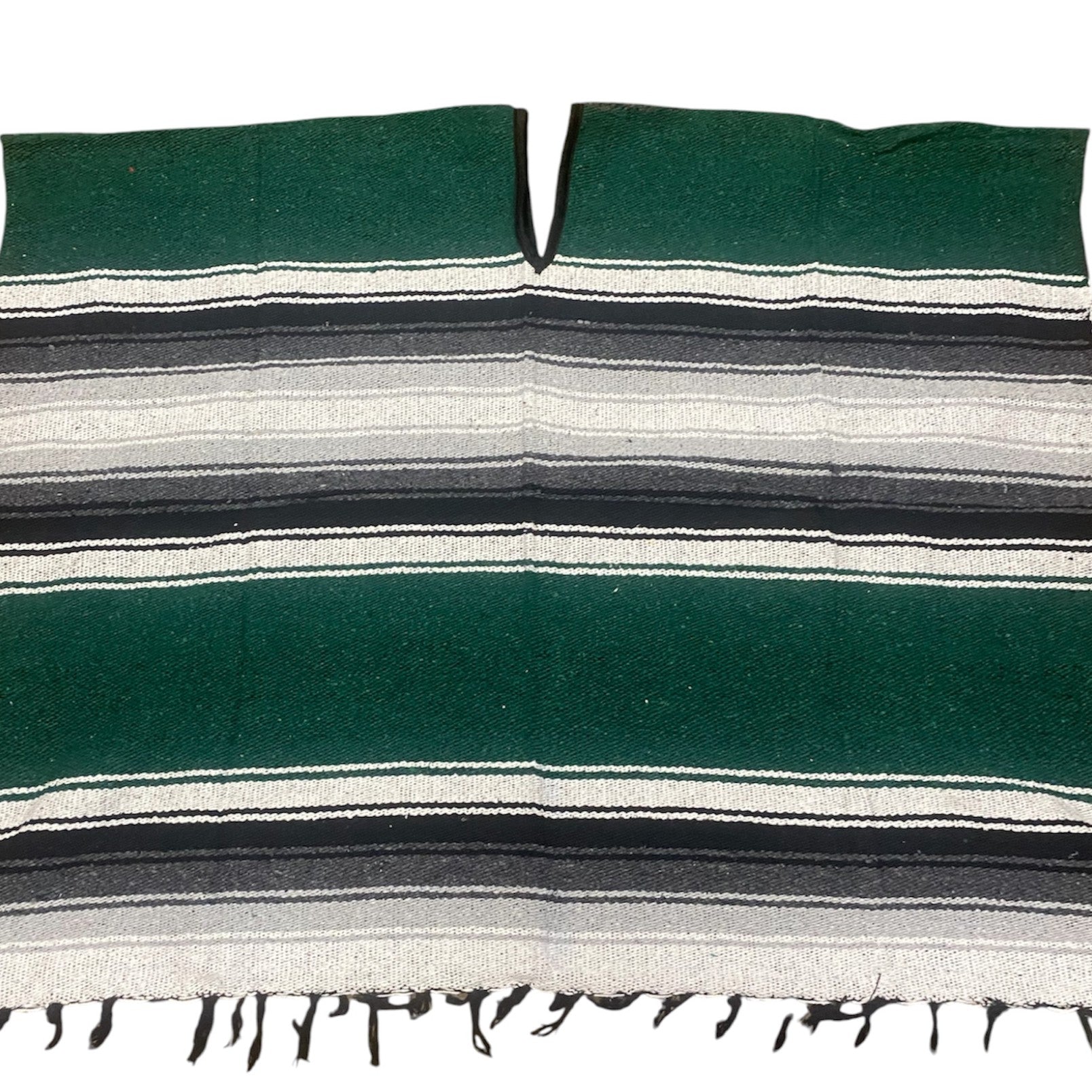 Mexican Diamond Design Poncho Green - Traditional Diamond Pattern