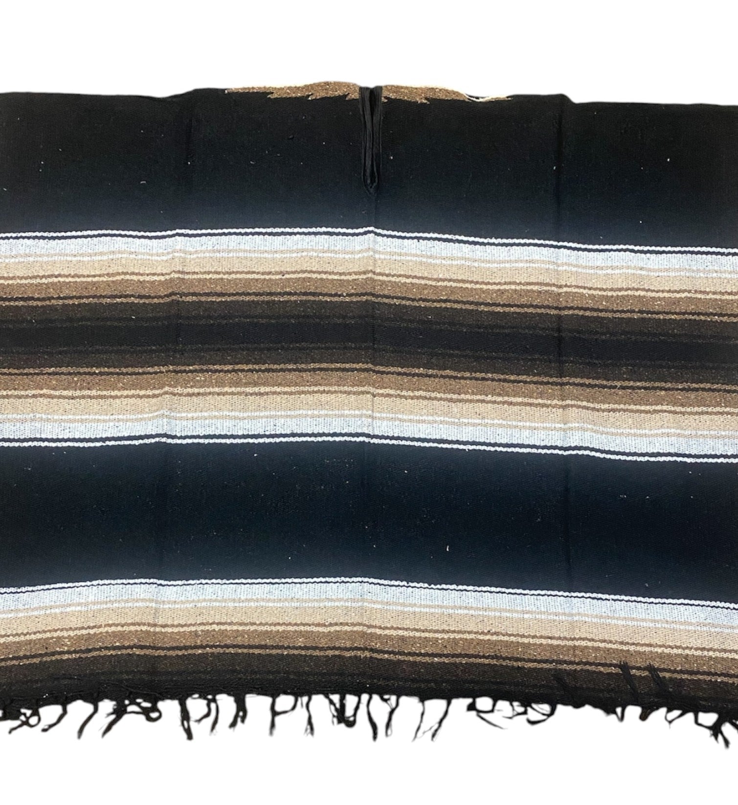 Mexican Diamond Design Poncho Black - Traditional Diamond Pattern