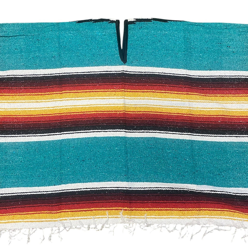 Mexican Diamond Design Poncho Colorful - Traditional Diamond Pattern