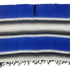 Mexican Diamond Design Poncho Blue - Traditional Diamond Pattern