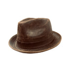 Player Trilby Hat - Washed Cotton Leather-Look Brown