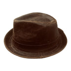 Player Trilby Hat - Washed Cotton Leather-Look Brown