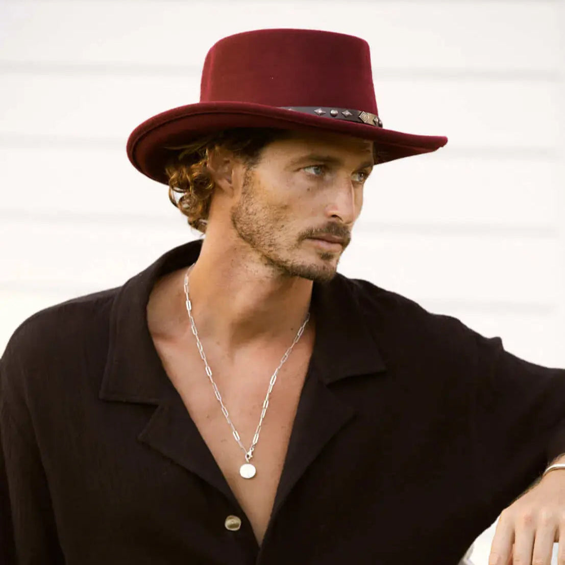 QUINCY WATERPROOF GAMBLER HAT BURGUNDY