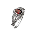 SILVER RING GARNET ORNAMENT