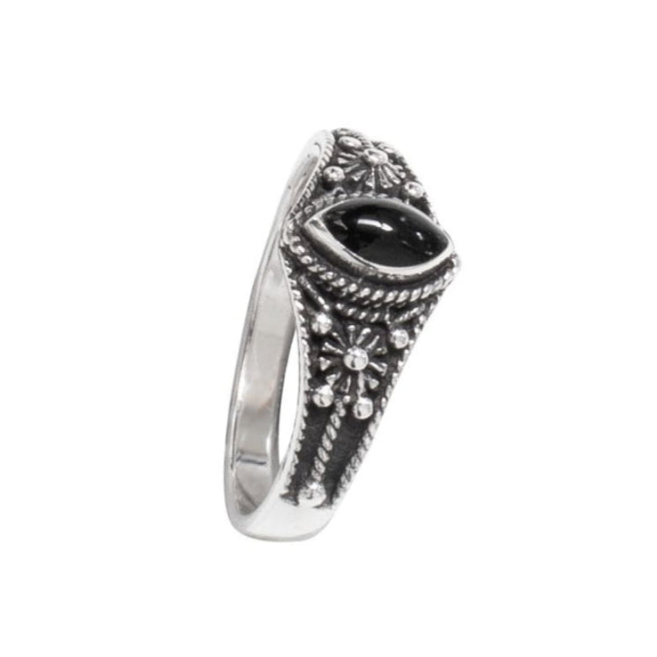 SILVER RING BLACK ORNAMENT WITH ONYX