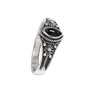 SILVER RING BLACK ORNAMENT WITH ONYX