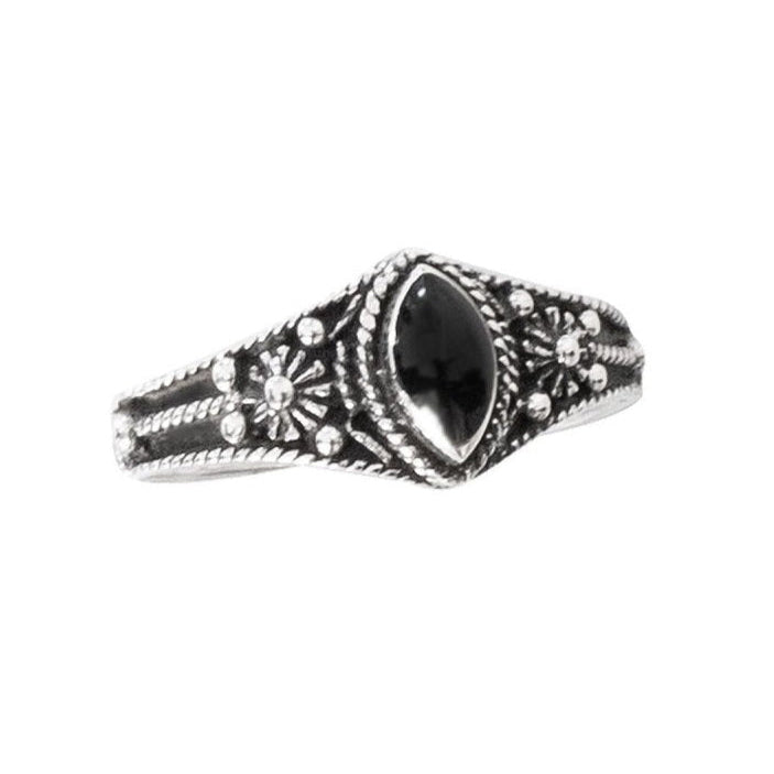 SILVER RING BLACK ORNAMENT WITH ONYX